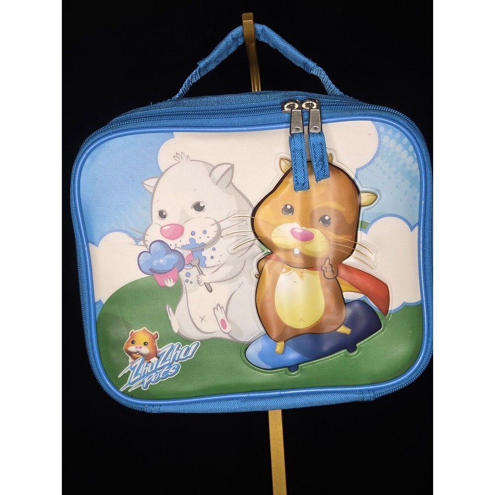 Zhu Zhu Pets Insulated Lunch Box Blue Kids Lunch Bag Hamster Cartoon